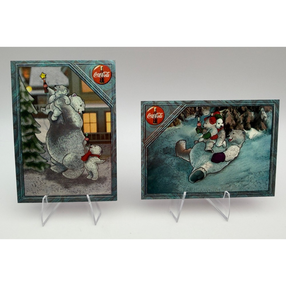 Vintage 1995 Coca-Cola Holiday Polar Bears Trading Cards SPB-6 SPB-7 Set of 2